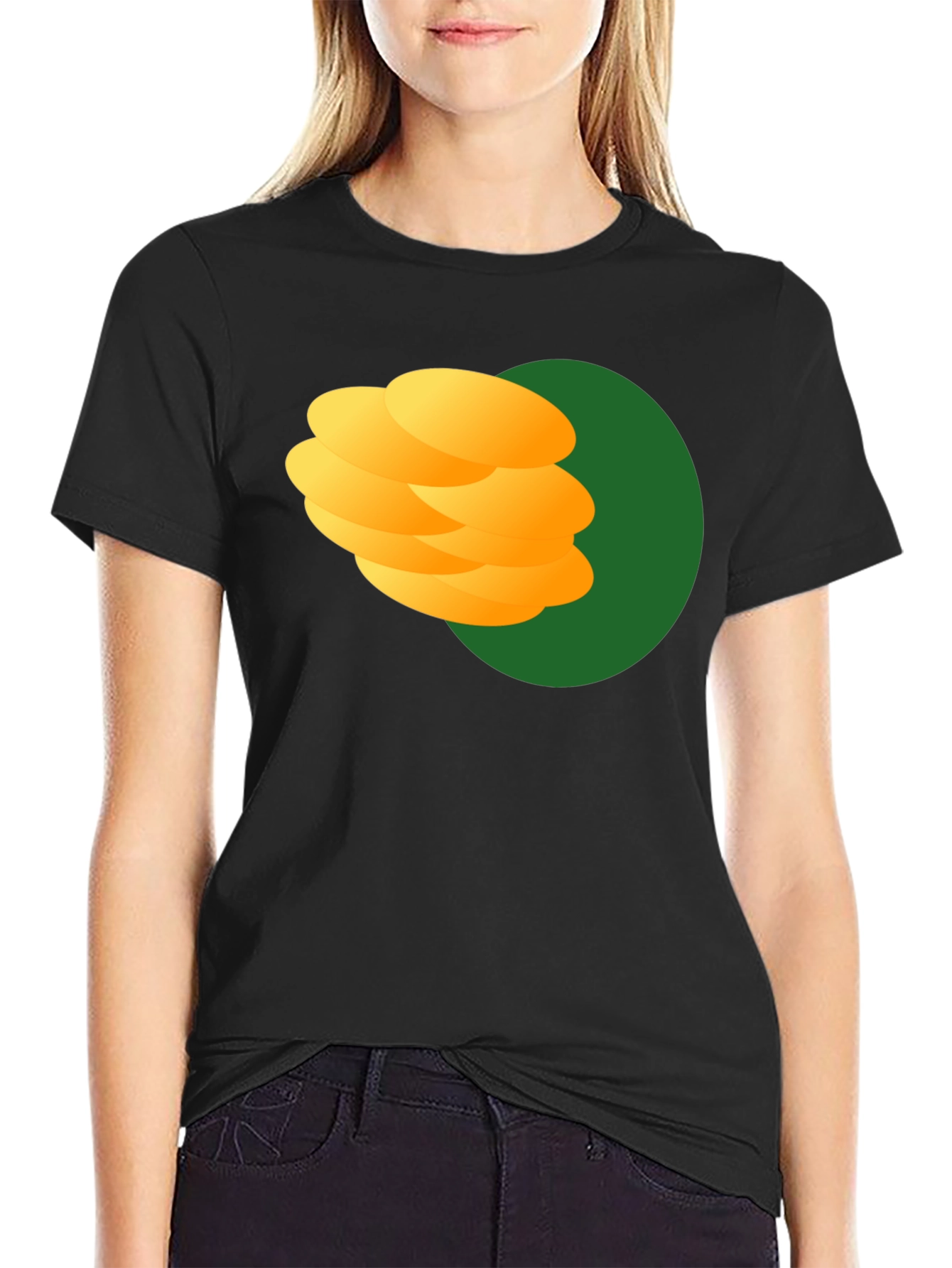 Stack of Pancakes Graphic Black T-Shirt