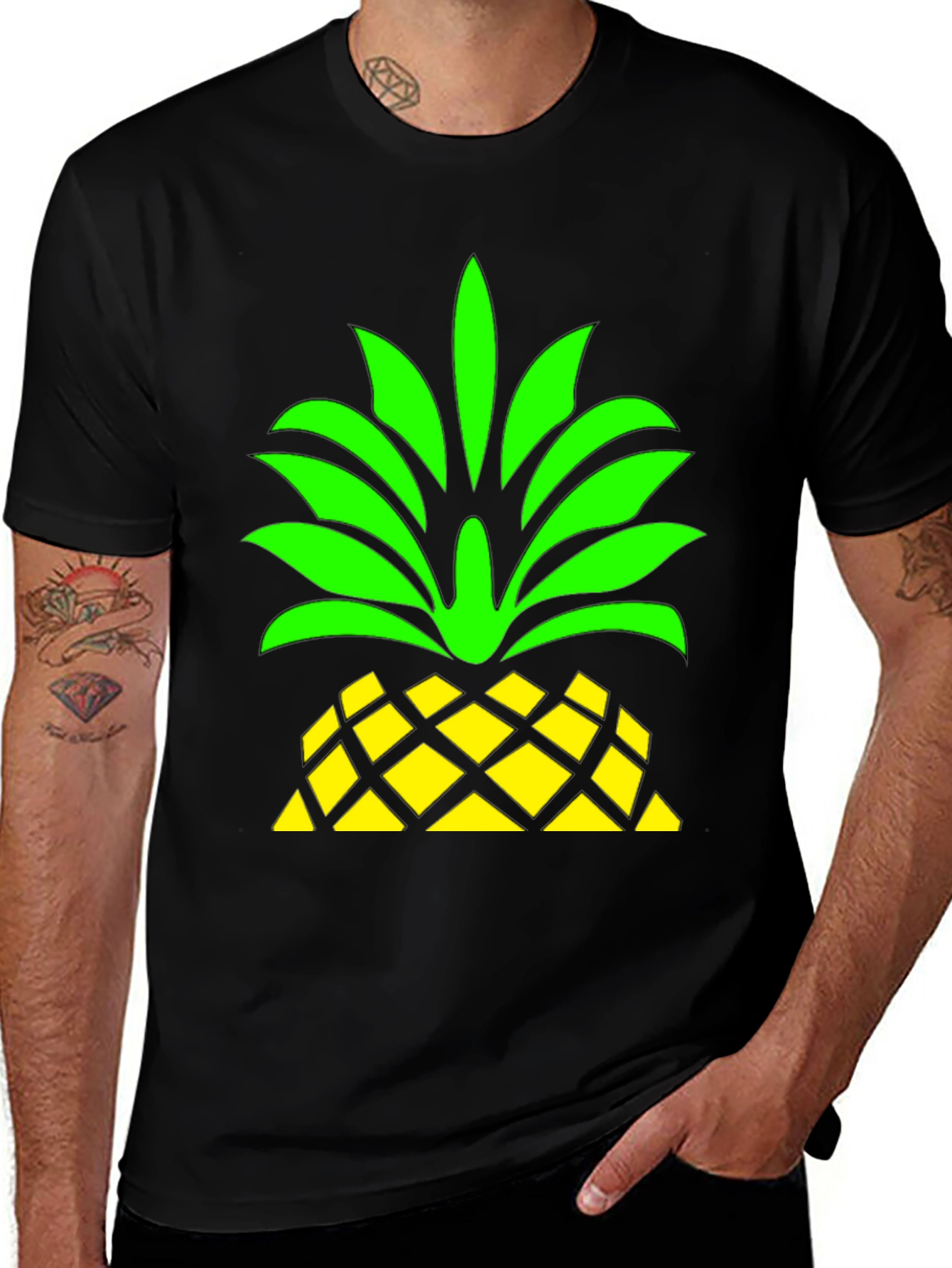 Pineapple Graphic Black T-Shirt