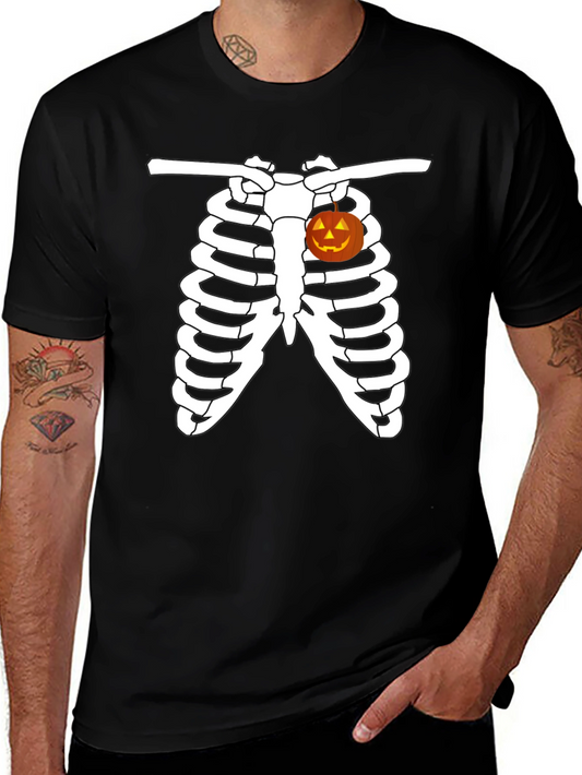 Halloween Rib Cage Pumpkin Heart T-Shirt