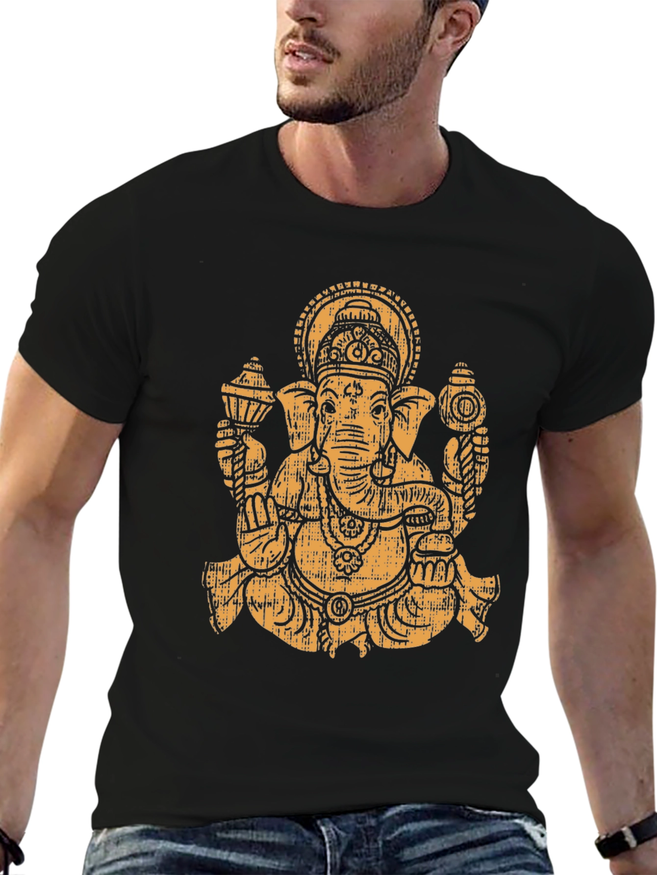 Ganesha Graphic Tee - Black Cotton Blend