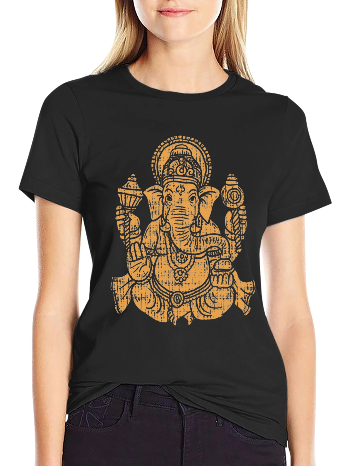Ganesha Graphic Tee - Black Cotton Blend
