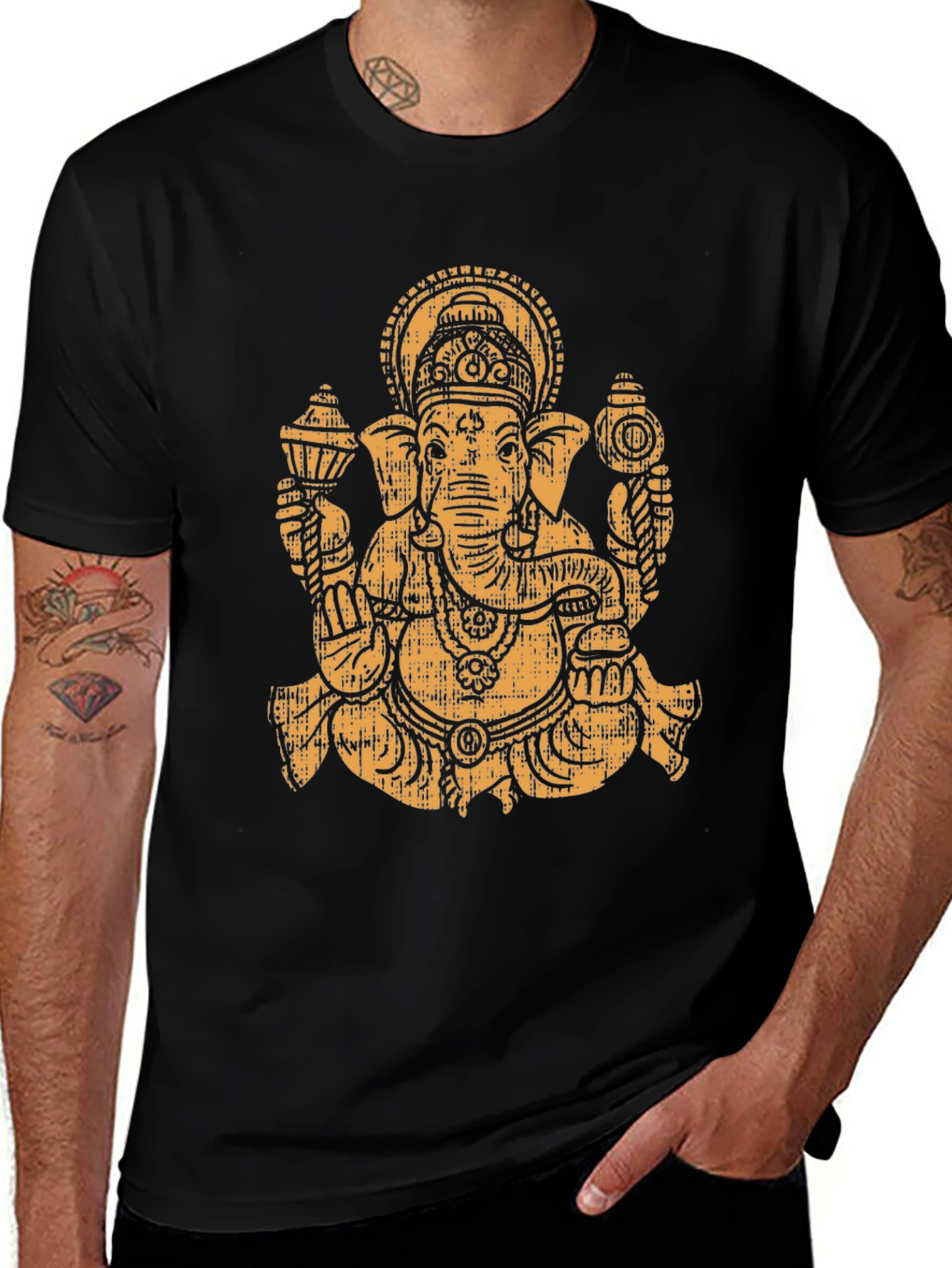 Ganesha Graphic Tee - Black Cotton Blend