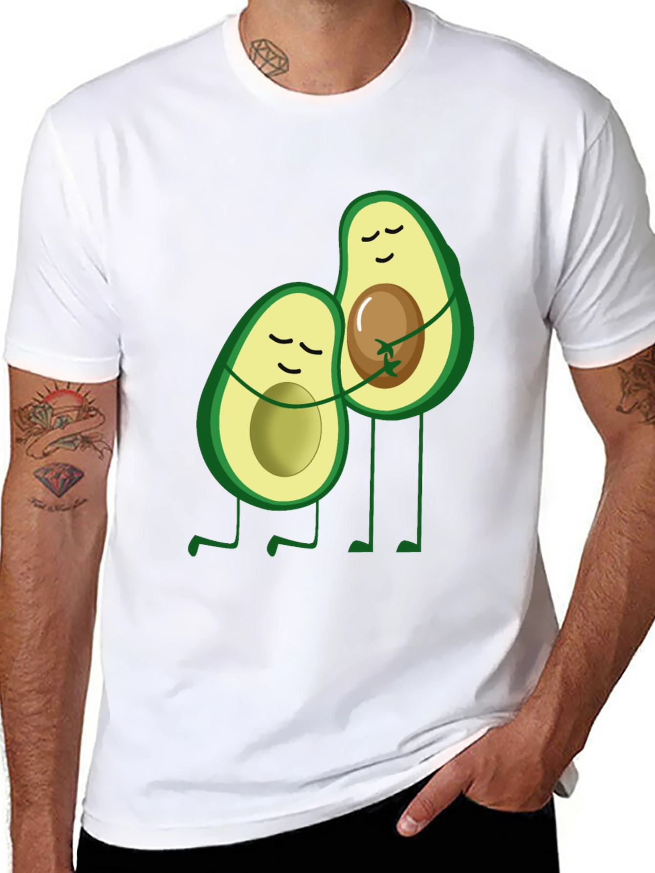 Avocado Hug Black Graphic Tee - Cute Foodie Shirt