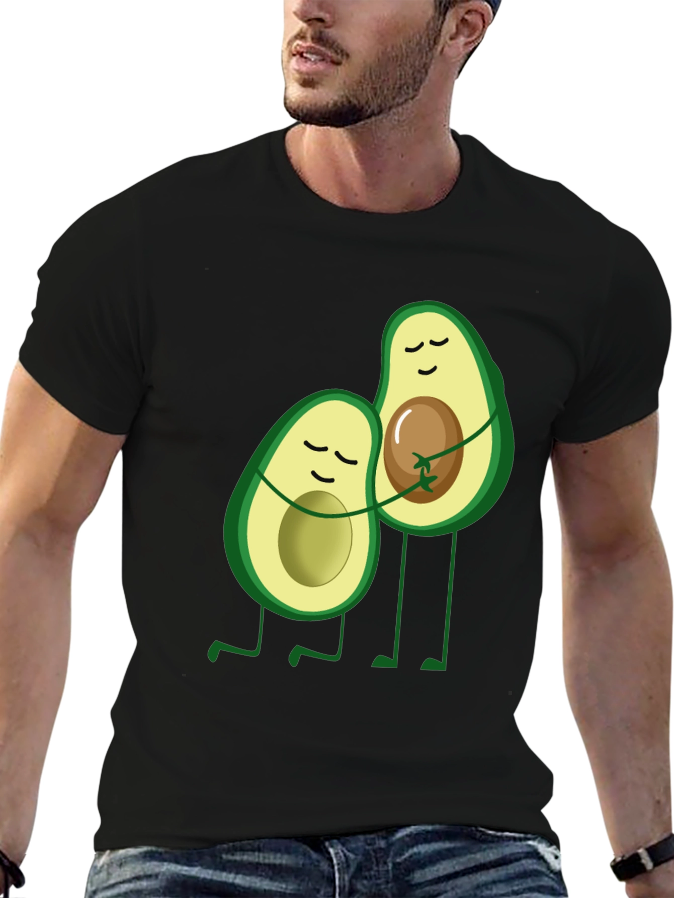 Avocado Hug Black Graphic Tee - Cute Foodie Shirt