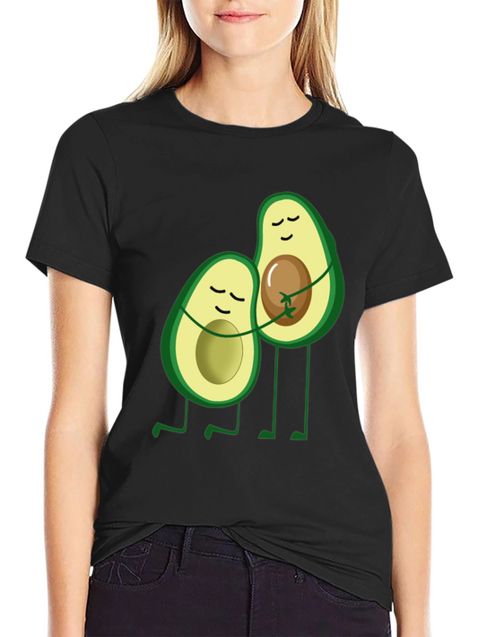 Avocado Hug Black Graphic Tee - Cute Foodie Shirt