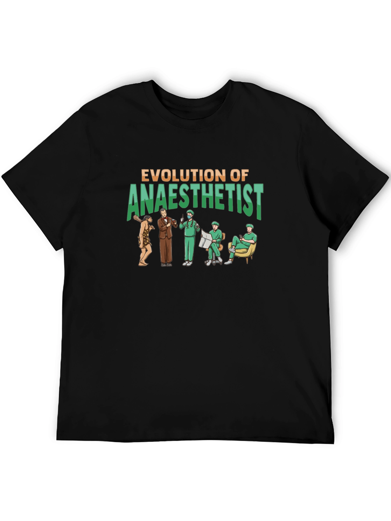 Evolution of Anaesthetist Black T-Shirt