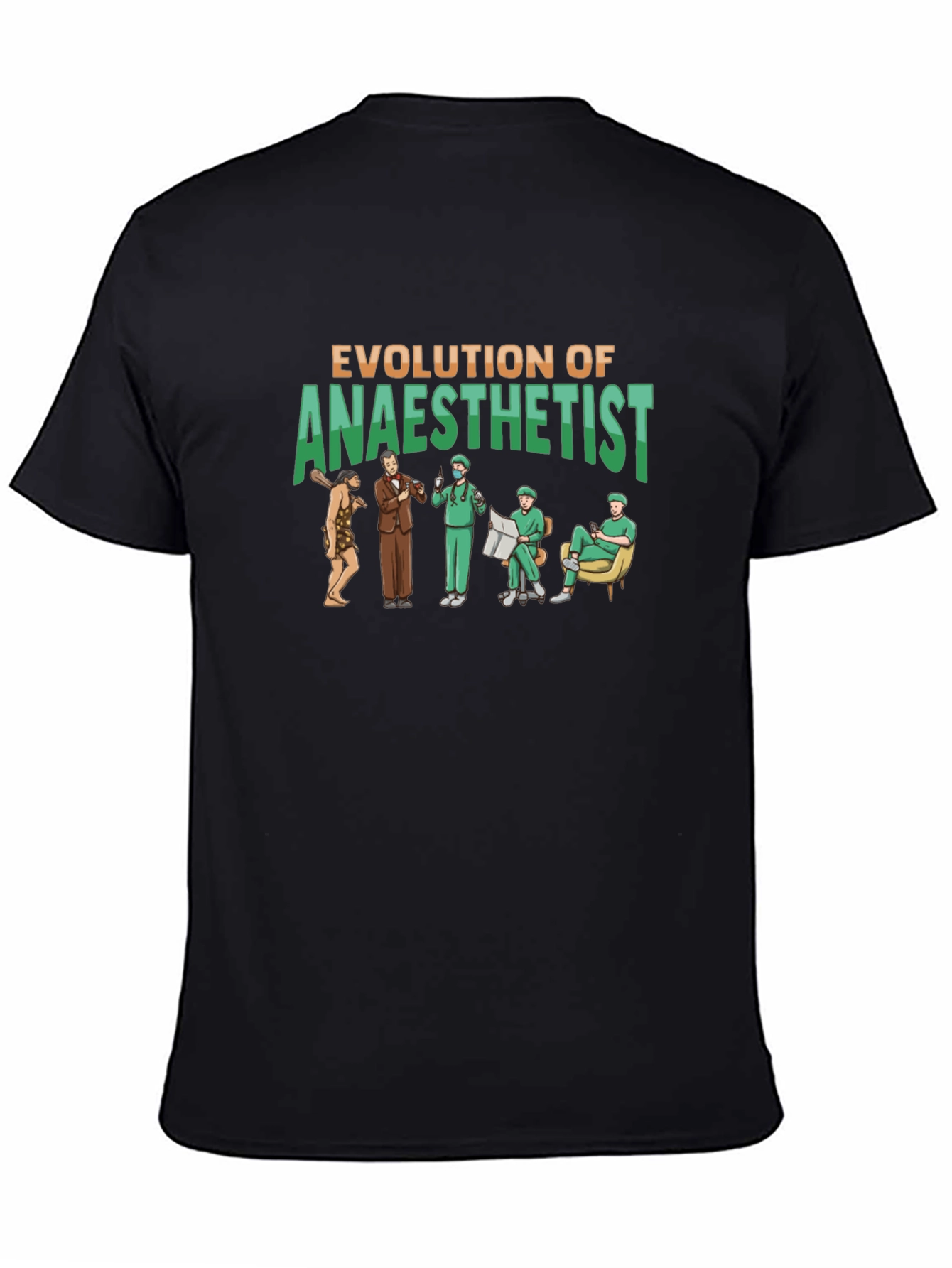 Evolution of Anaesthetist Black T-Shirt