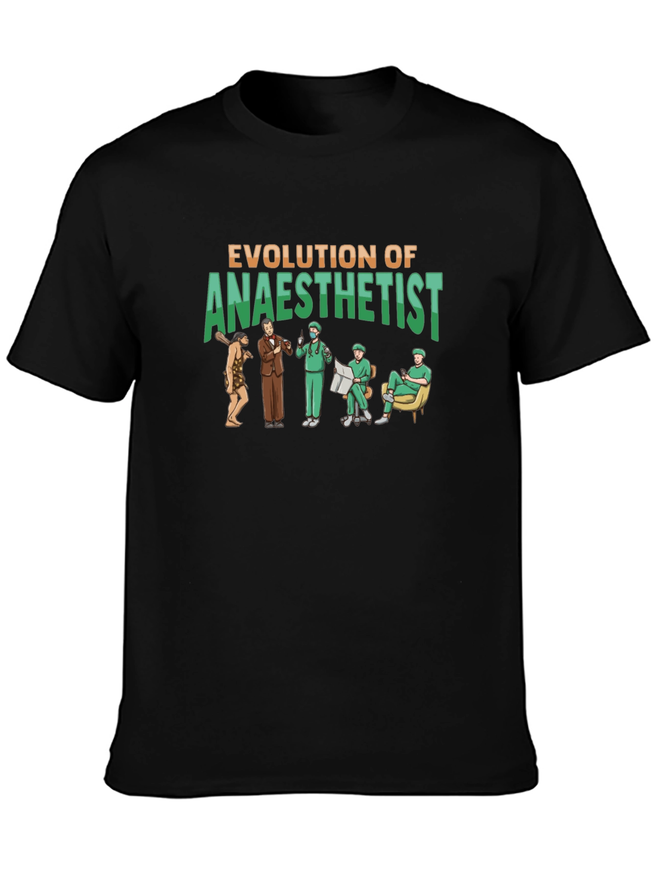 Evolution of Anaesthetist Black T-Shirt
