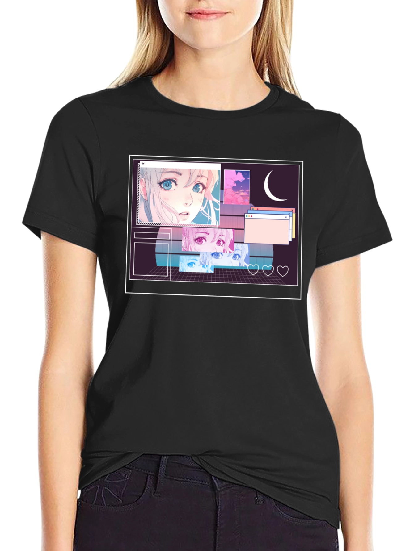 Anime Aesthetic Black T-Shirt