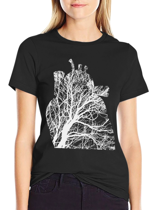 Arboreal Heart Tee - Black Graphic Print Crew Neck T-Shirt