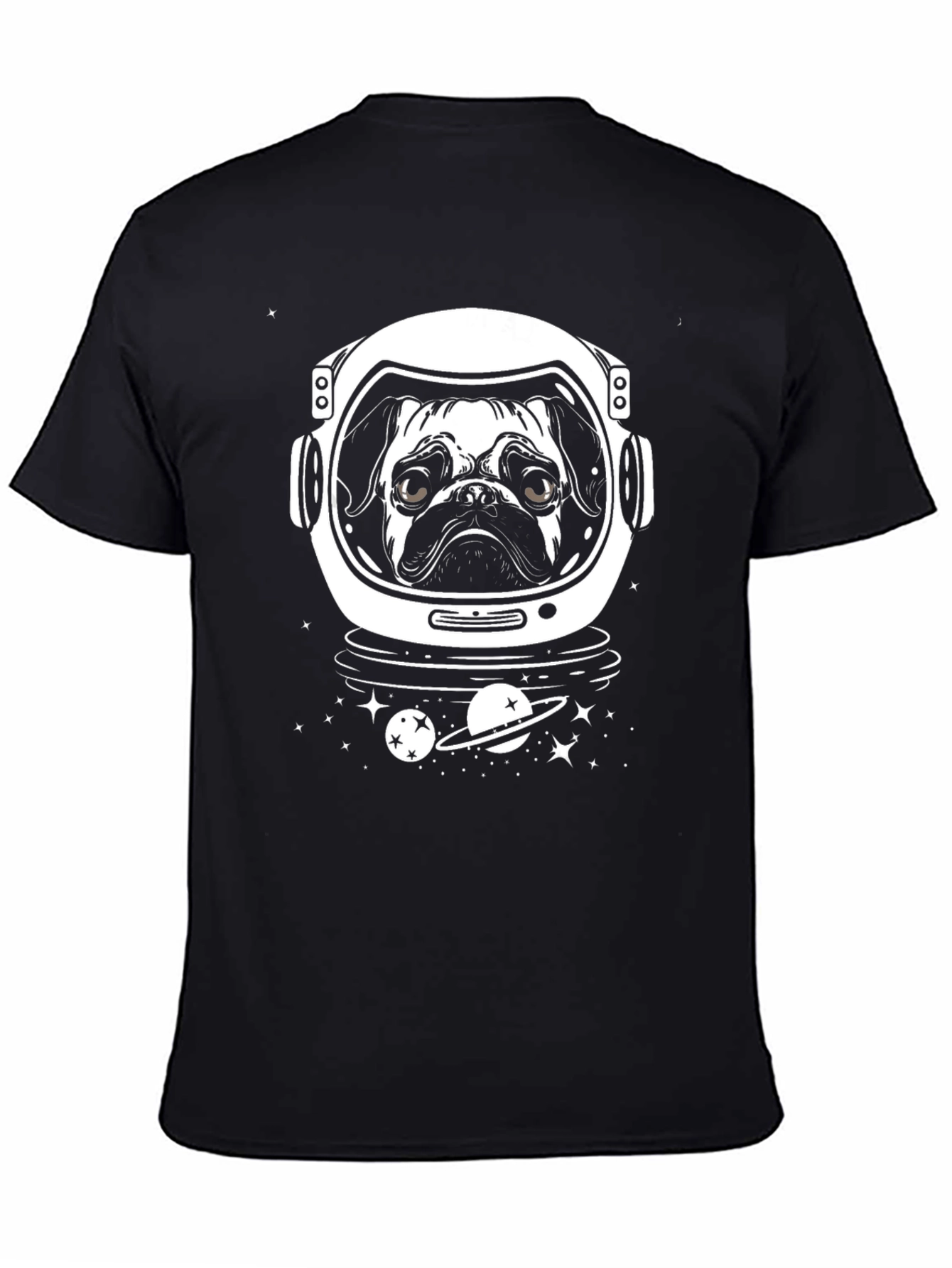 Pug Astronaut Black T-Shirt