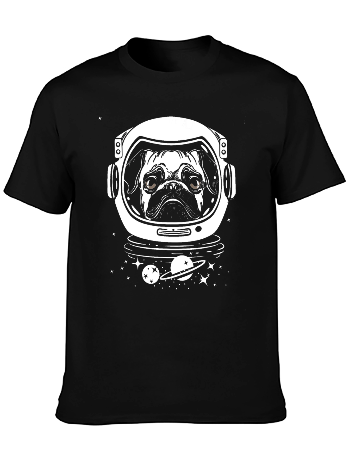 Pug Astronaut Black T-Shirt