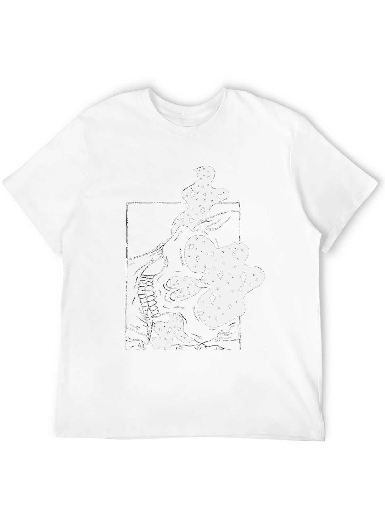 Abstract Skull Graphic Tee - Black Cotton