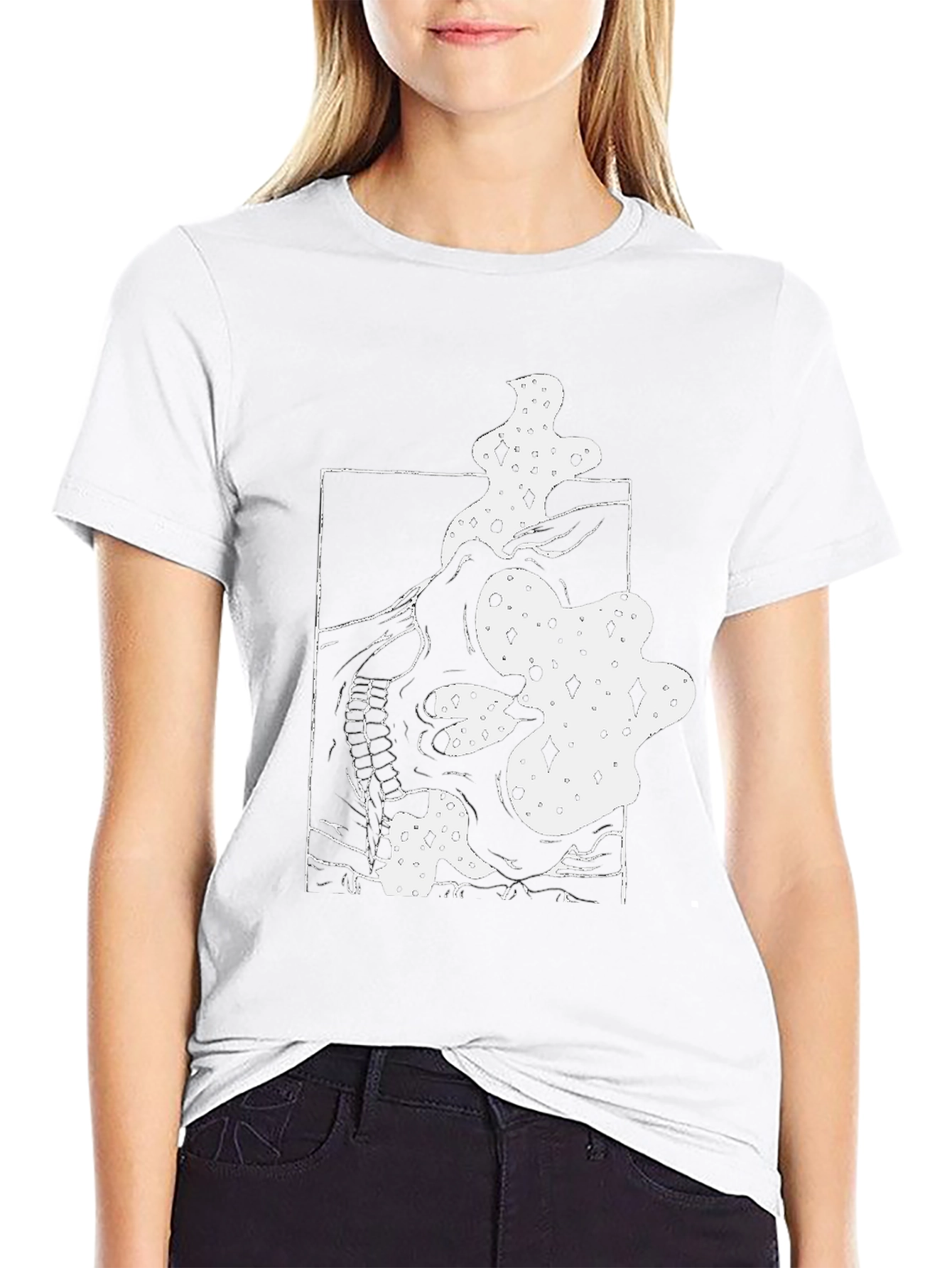 Abstract Skull Graphic Tee - Black Cotton