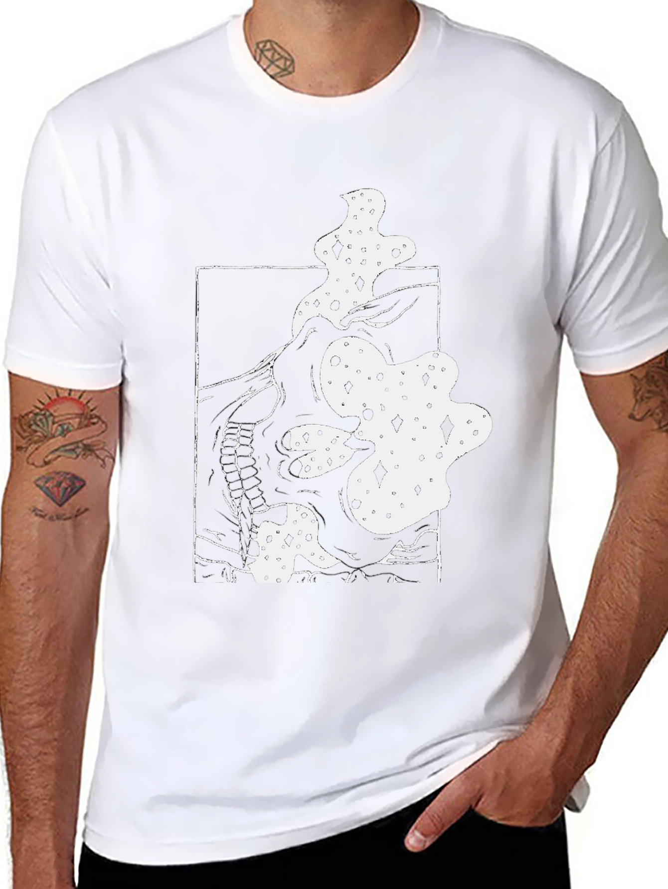 Abstract Skull Graphic Tee - Black Cotton