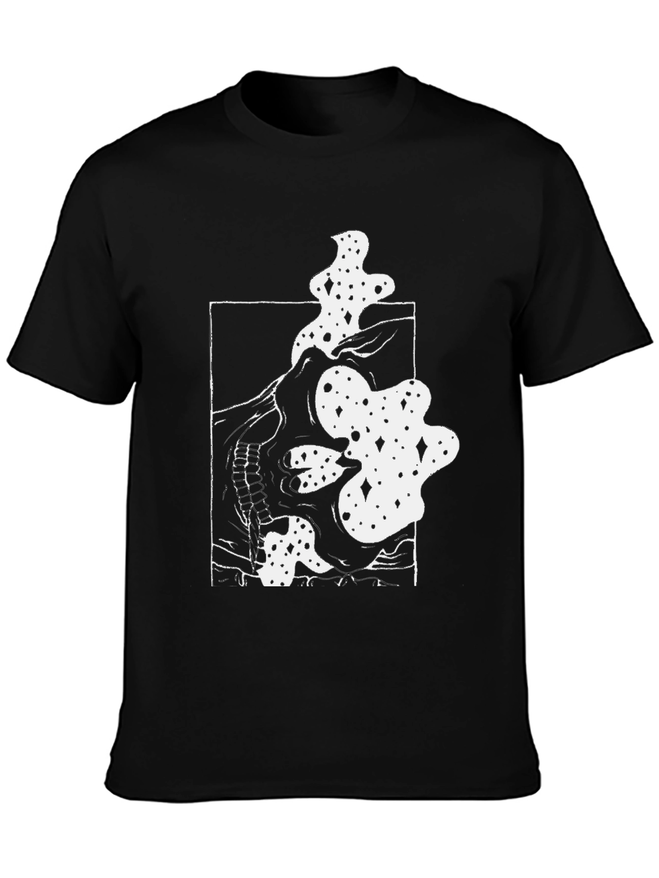 Abstract Skull Graphic Tee - Black Cotton