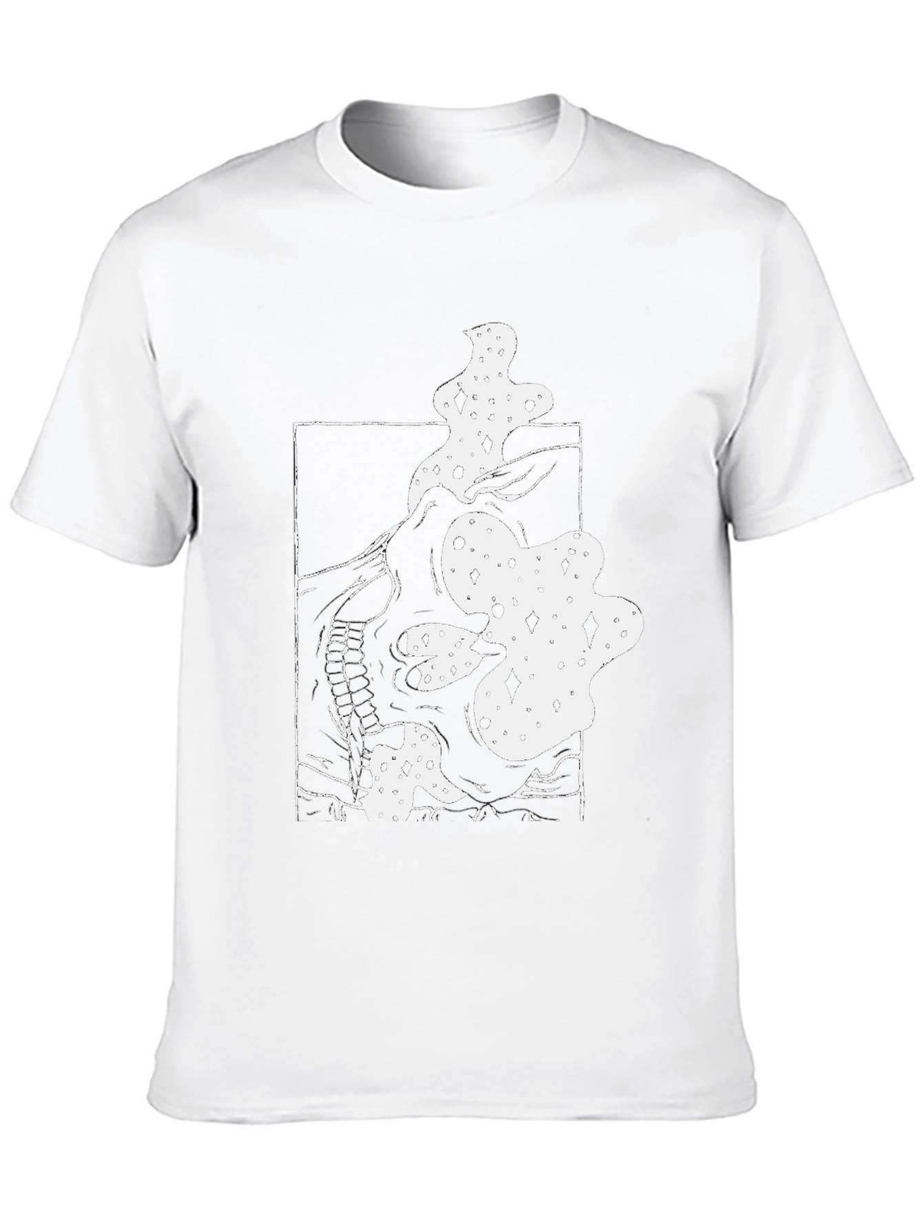 Abstract Skull Graphic Tee - Black Cotton