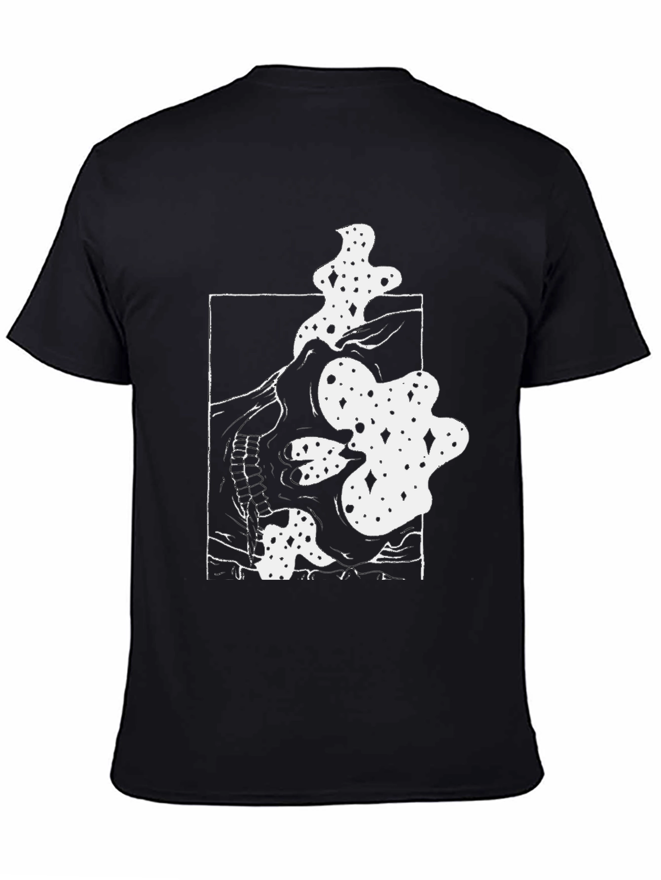 Abstract Skull Graphic Tee - Black Cotton