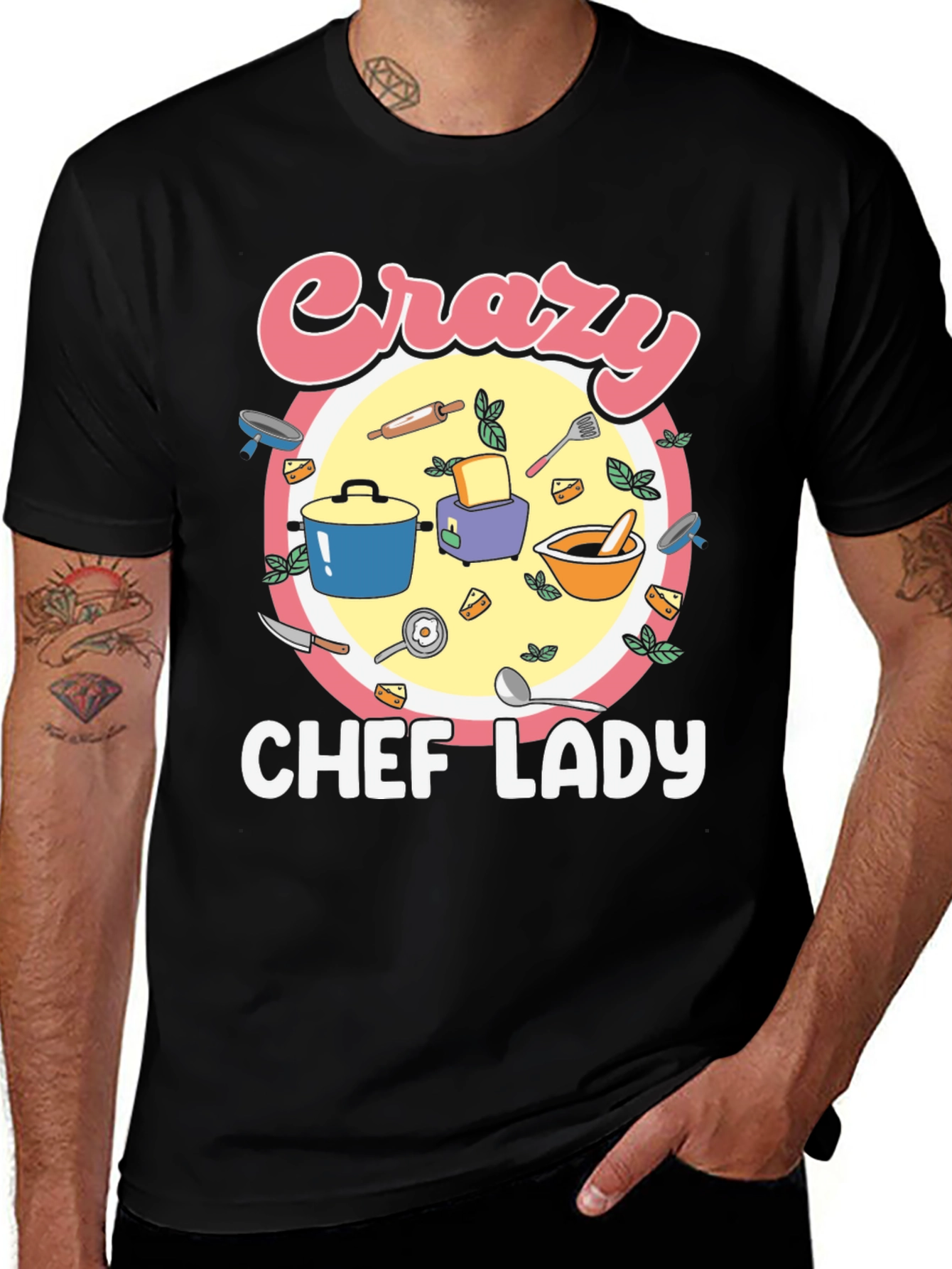 Crazy Chef Lady T-Shirt - Black