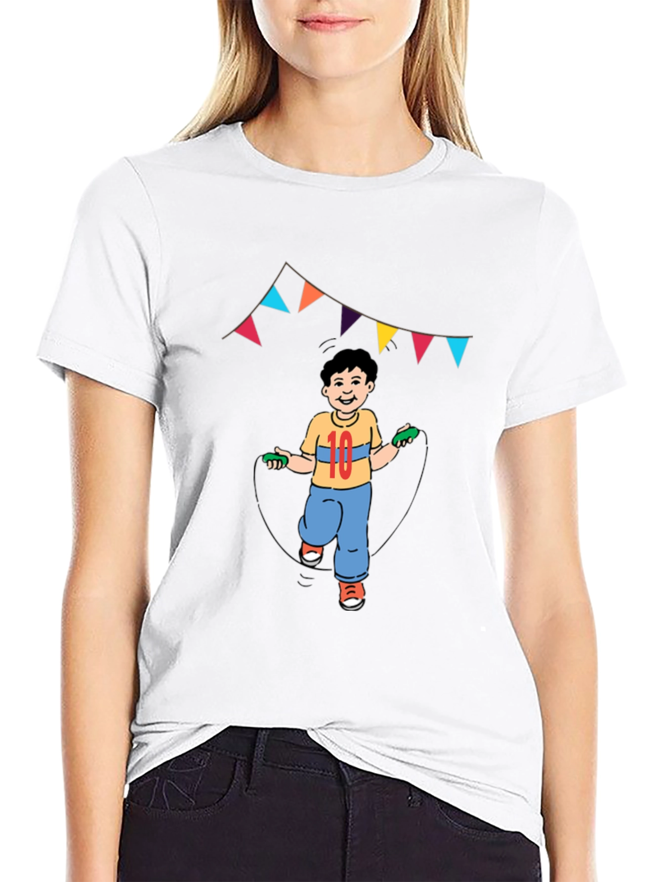 Boy Jumping Rope Graphic Tee - Black