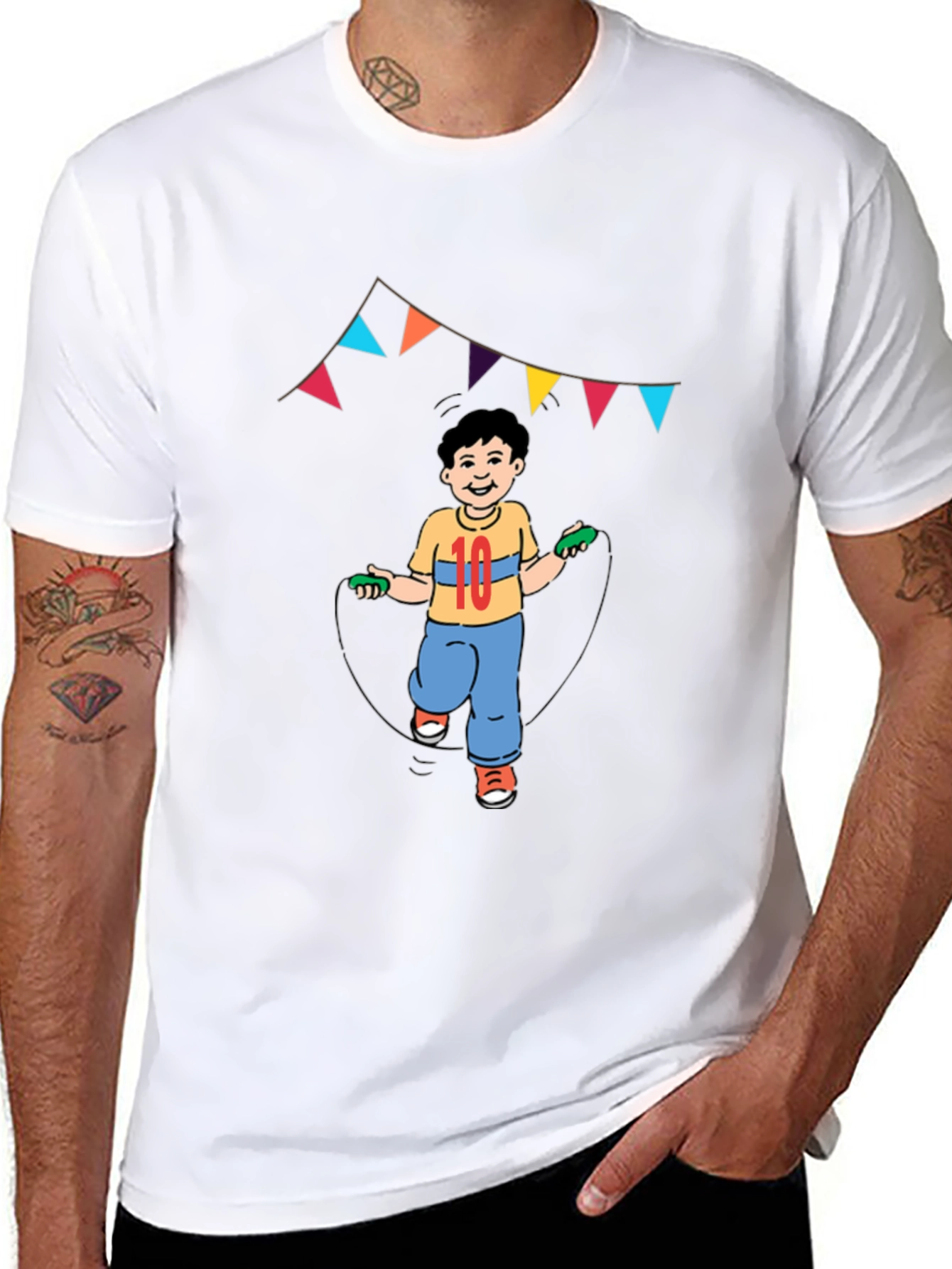 Boy Jumping Rope Graphic Tee - Black