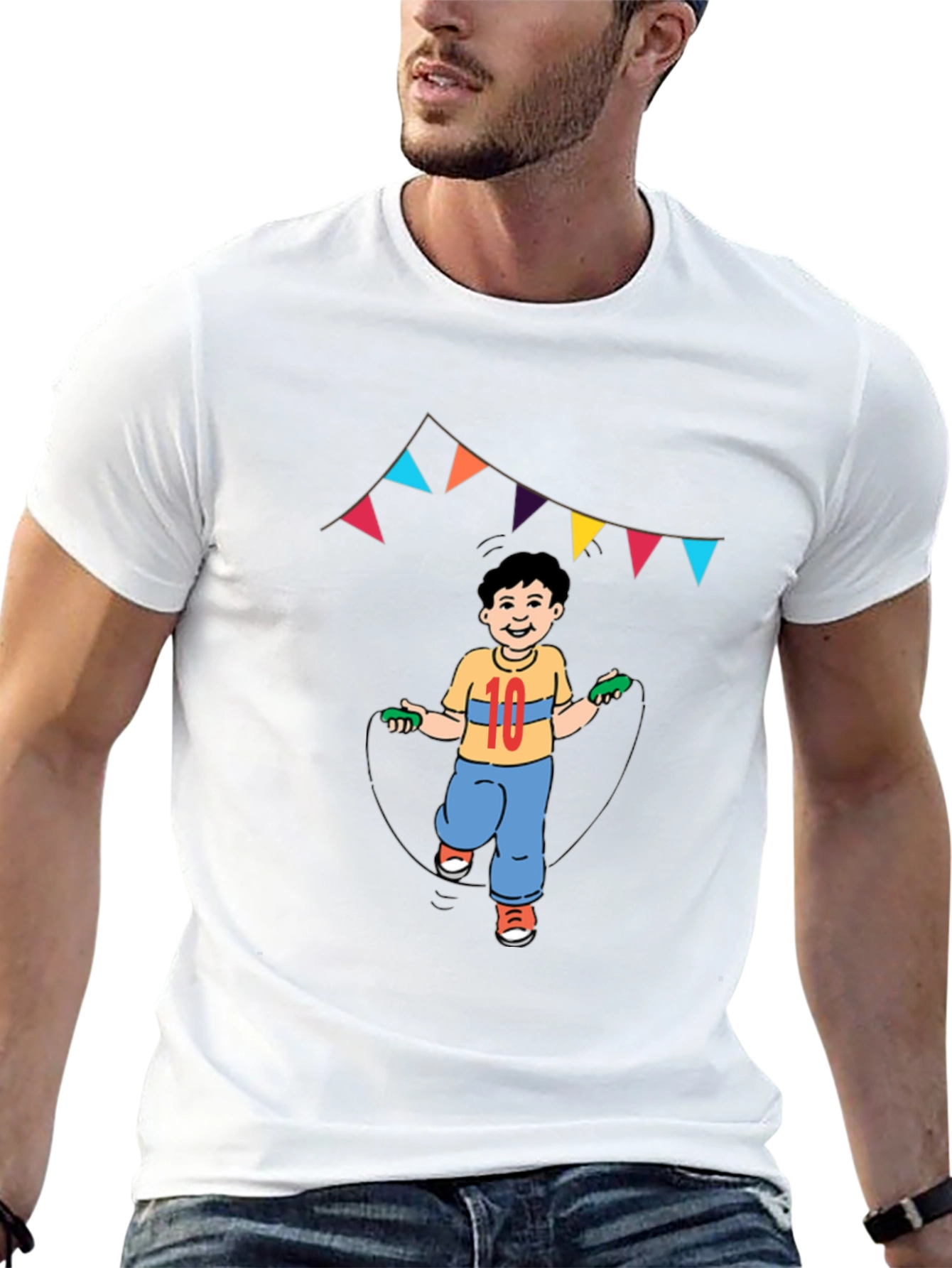 Boy Jumping Rope Graphic Tee - Black