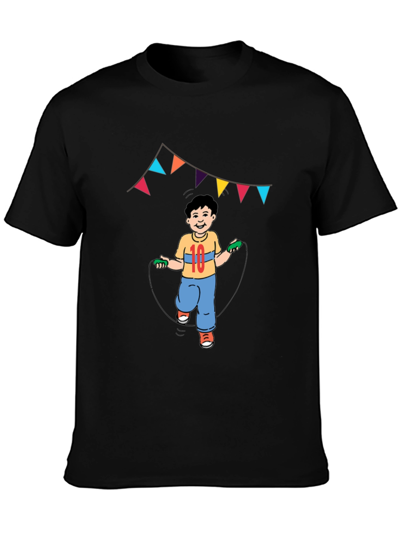 Boy Jumping Rope Graphic Tee - Black