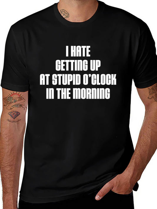 Funny Stupid OClock Graphic Tee - Black Cotton T-Shirt