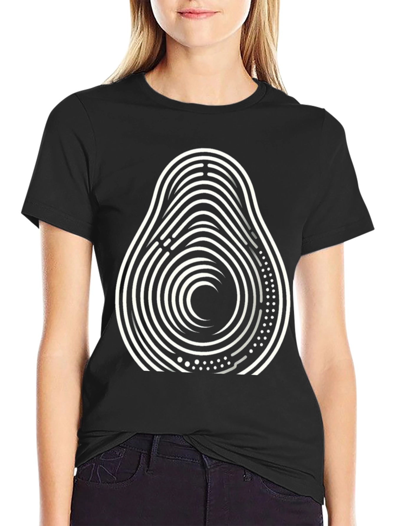 Abstract Avocado Graphic Tee - Cool Black T-Shirt