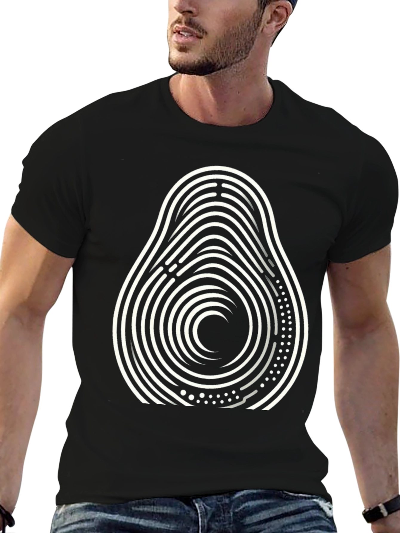 Abstract Avocado Graphic Tee - Cool Black T-Shirt