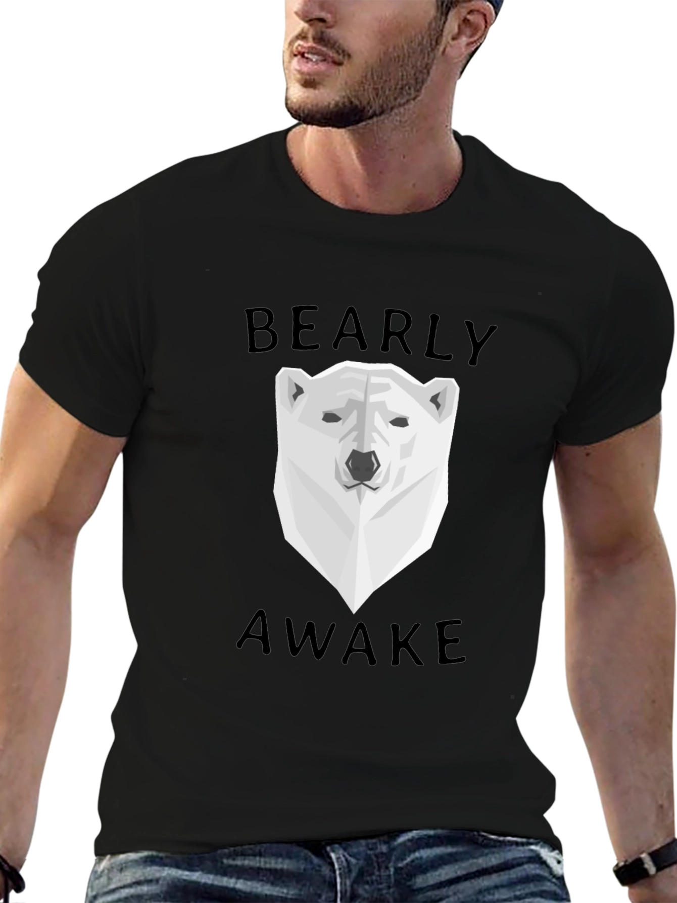 Bearly Awake Graphic Tee - Black Cotton T-Shirt