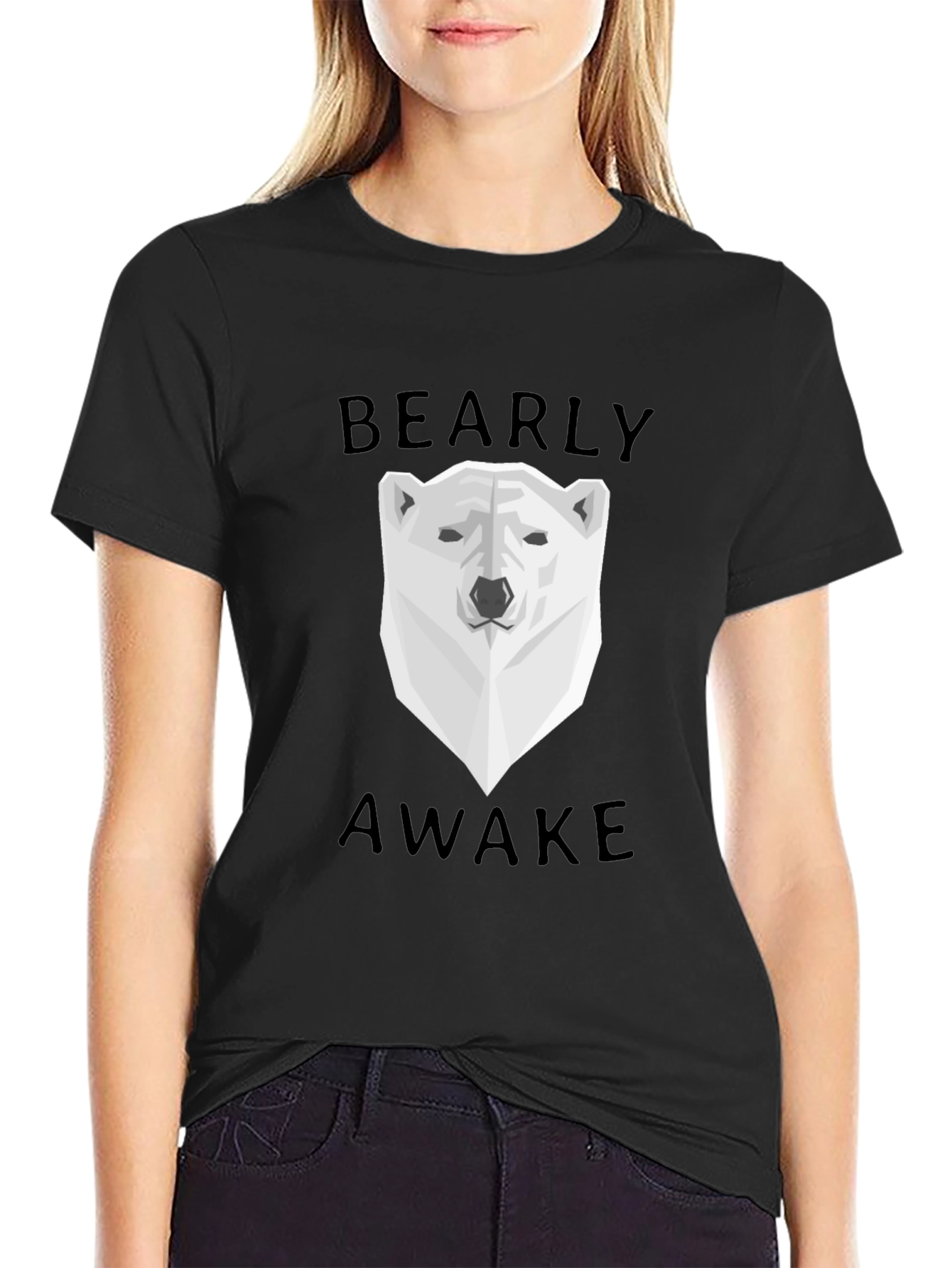 Bearly Awake Graphic Tee - Black Cotton T-Shirt
