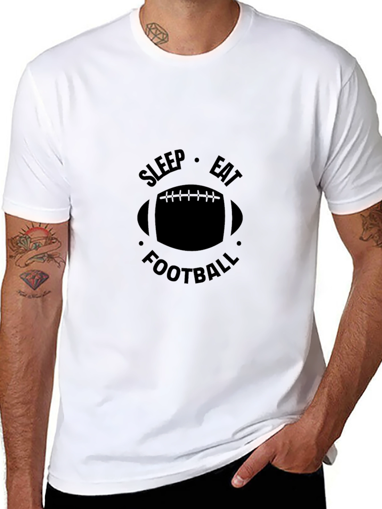 Sleep Eat Football Black Graphic Tee