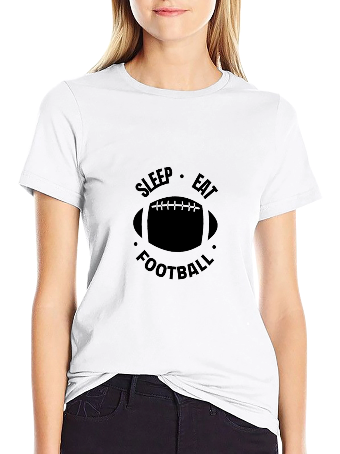 Sleep Eat Football Black Graphic Tee