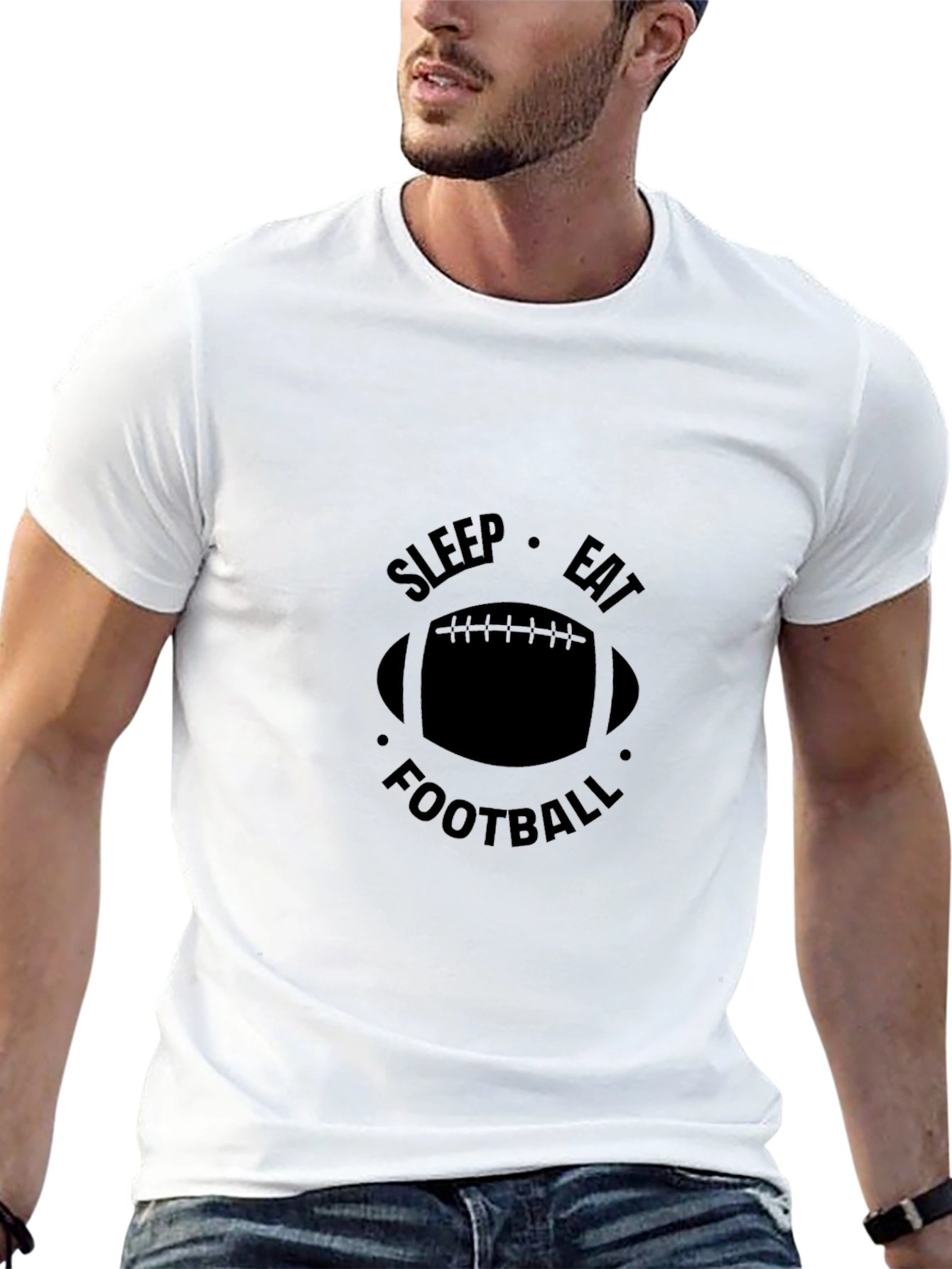 Sleep Eat Football Black Graphic Tee