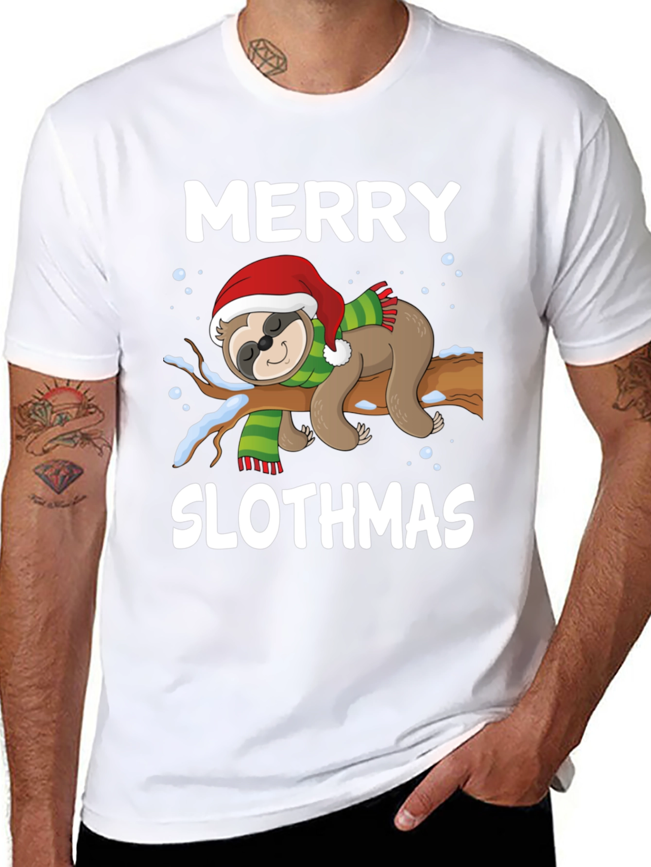 Merry Slothmas T-Shirt - Holiday Sloth Design