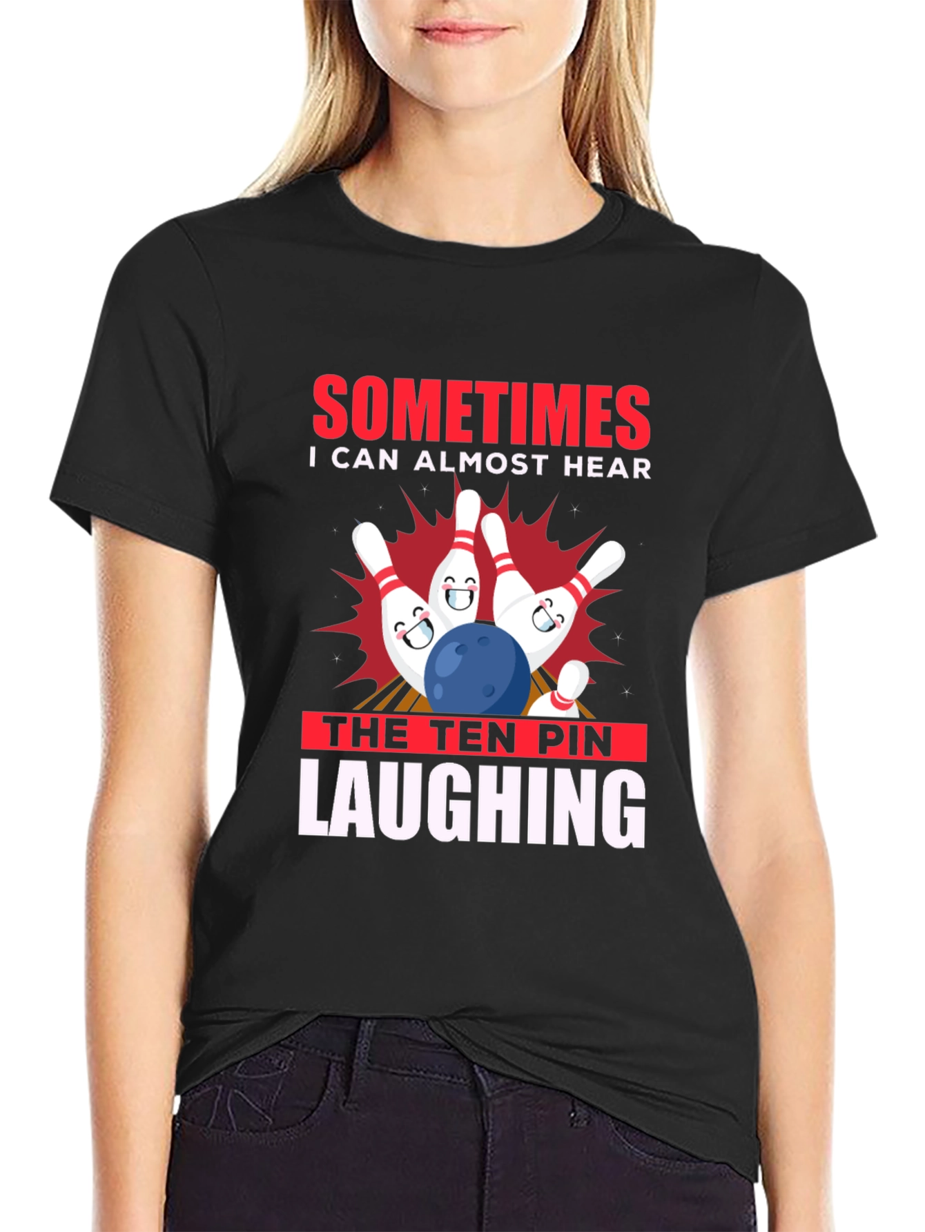 Funny Bowling T-Shirt: Ten Pin Laughing Graphic Tee