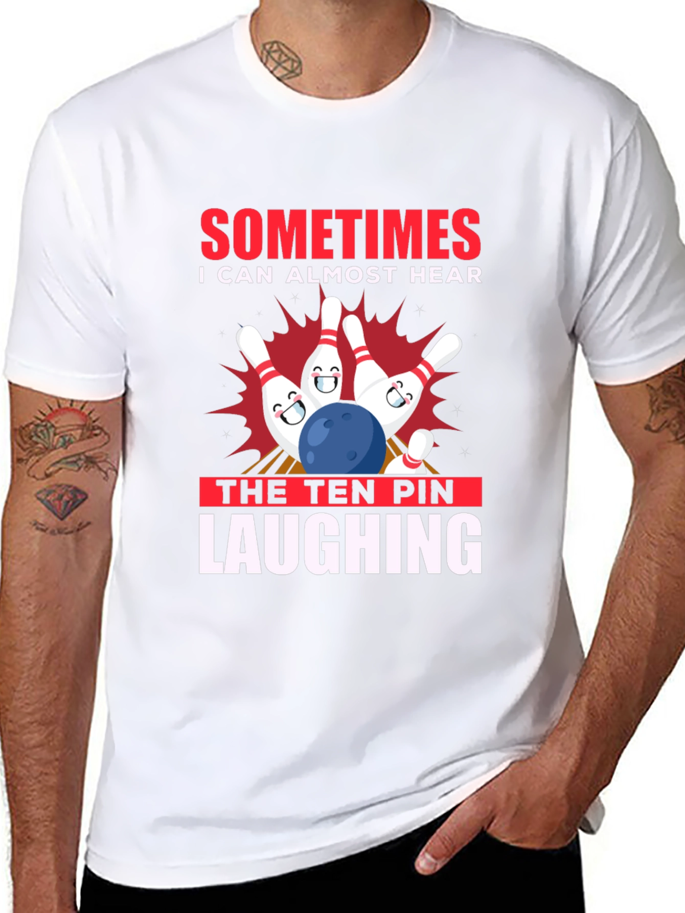 Funny Bowling T-Shirt: Ten Pin Laughing Graphic Tee