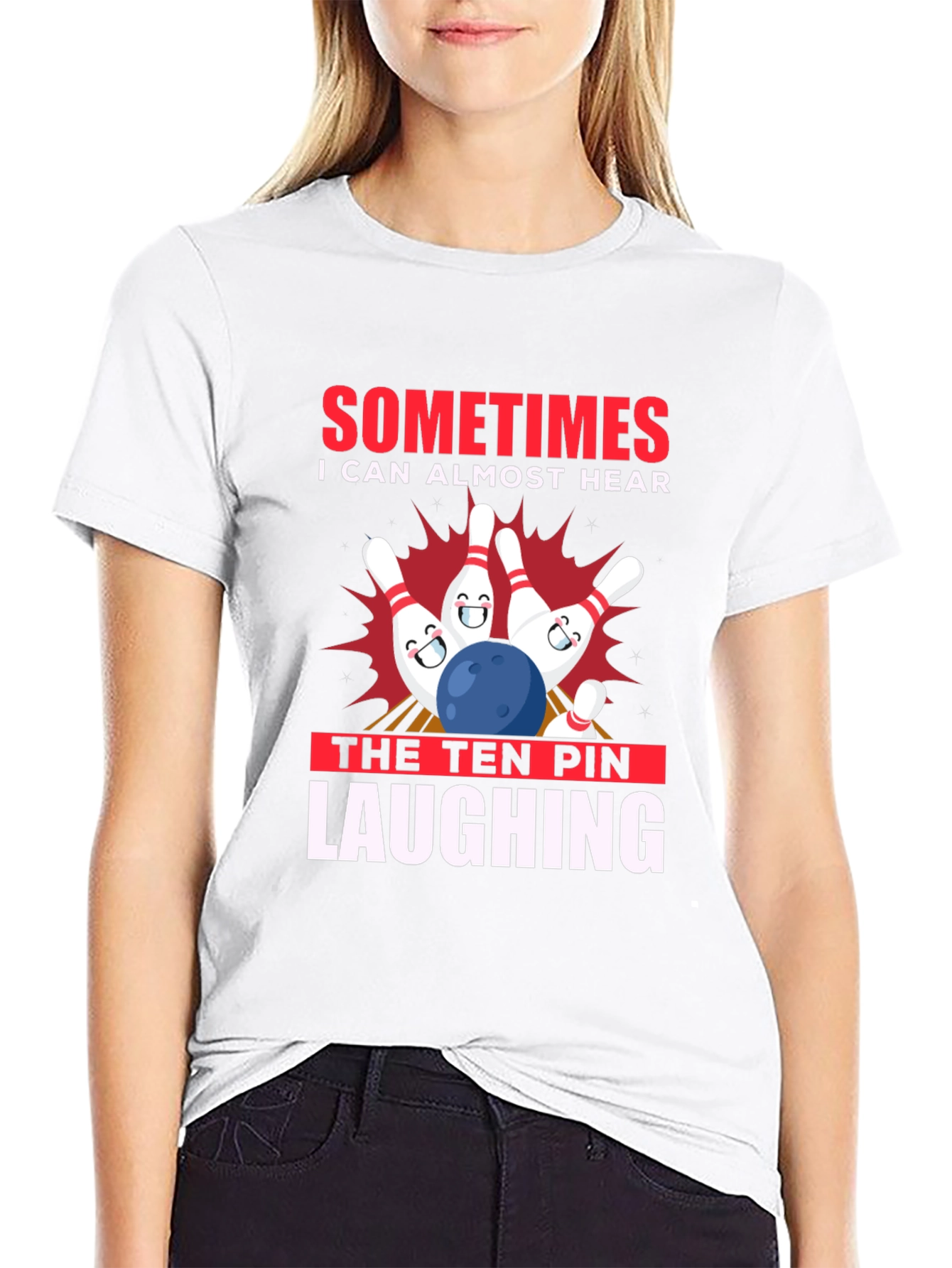 Funny Bowling T-Shirt: Ten Pin Laughing Graphic Tee