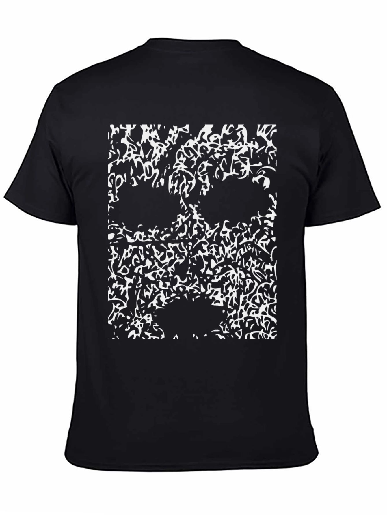 Abstract Skull Graphic T-Shirt - Black Cotton Tee