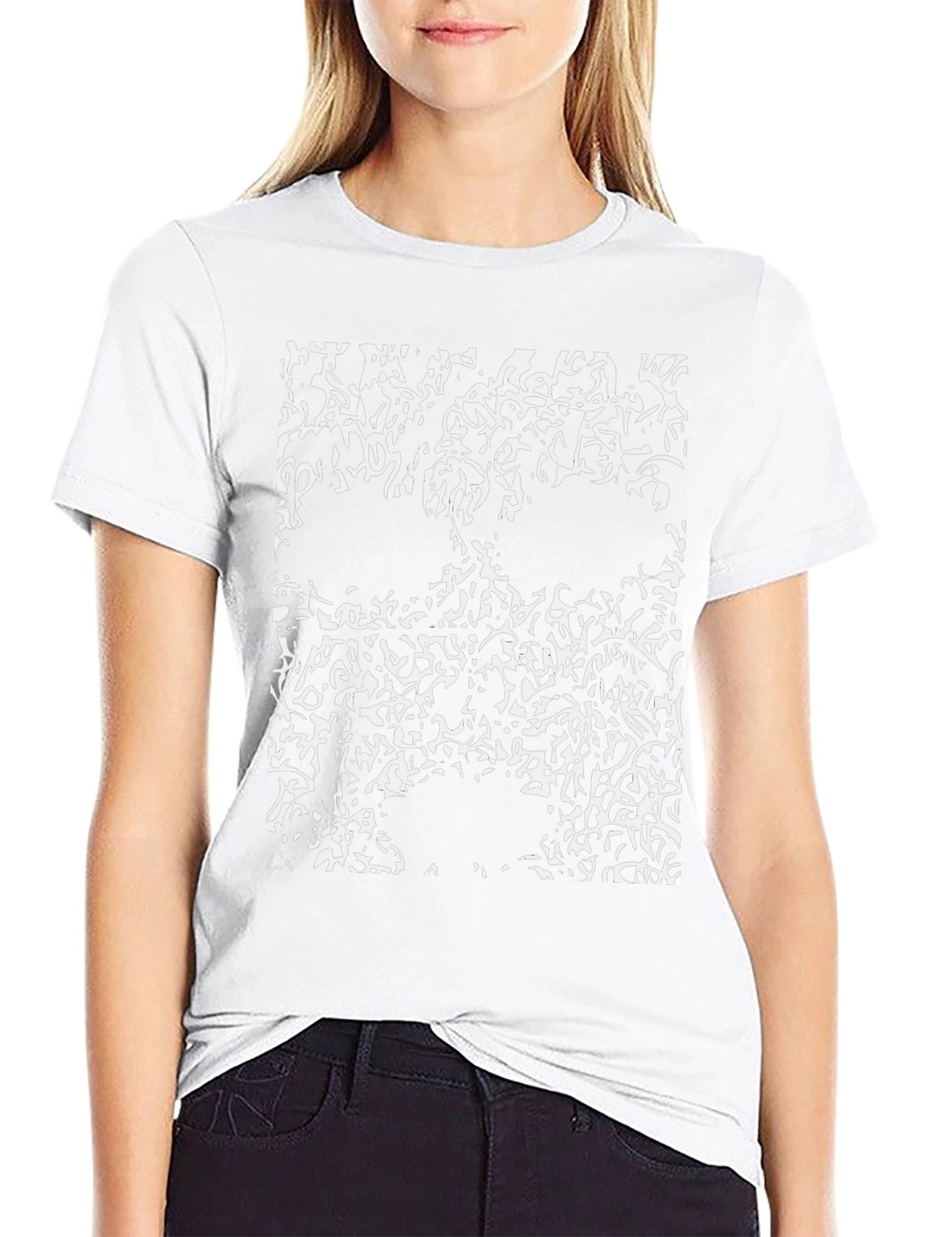 Abstract Skull Graphic T-Shirt - Black Cotton Tee
