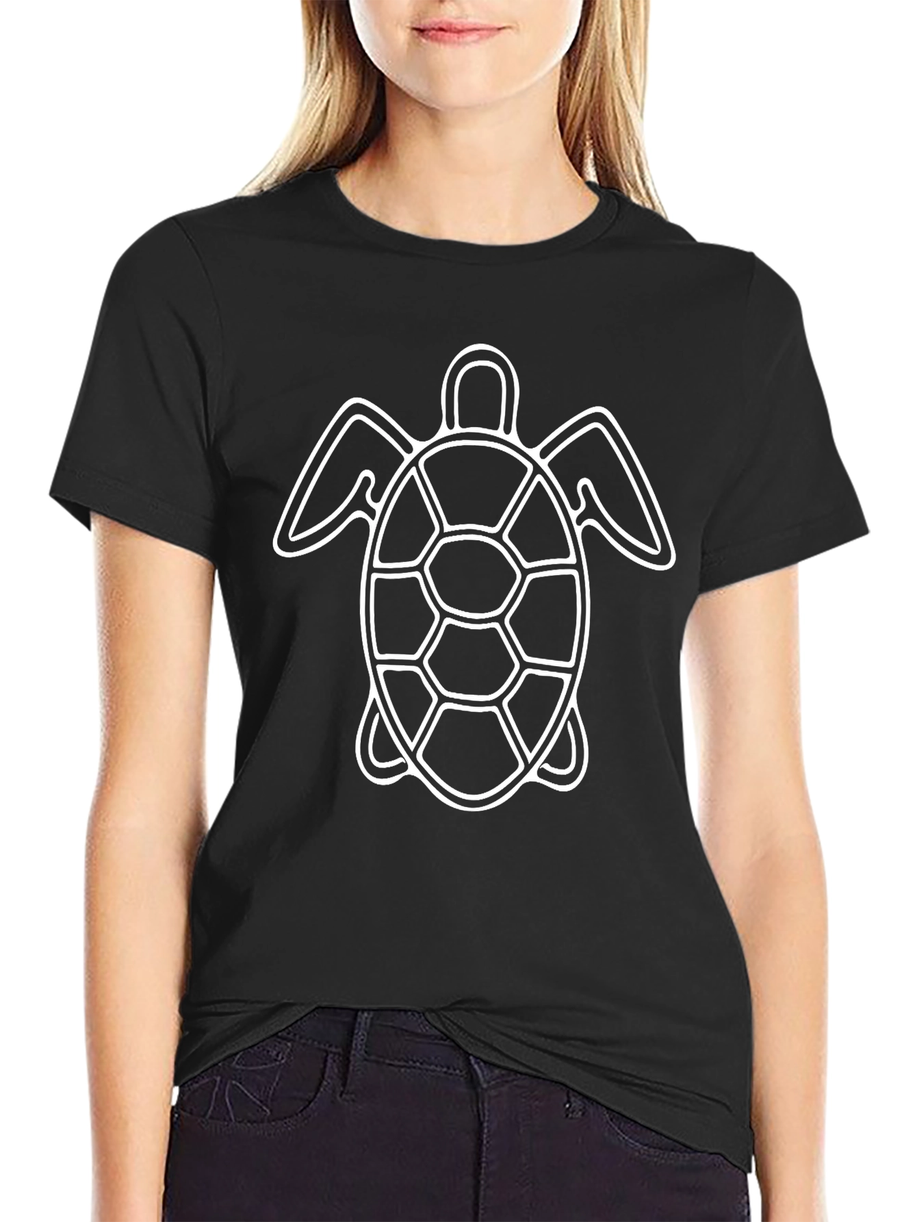 Turtle Outline Graphic Tee - Black