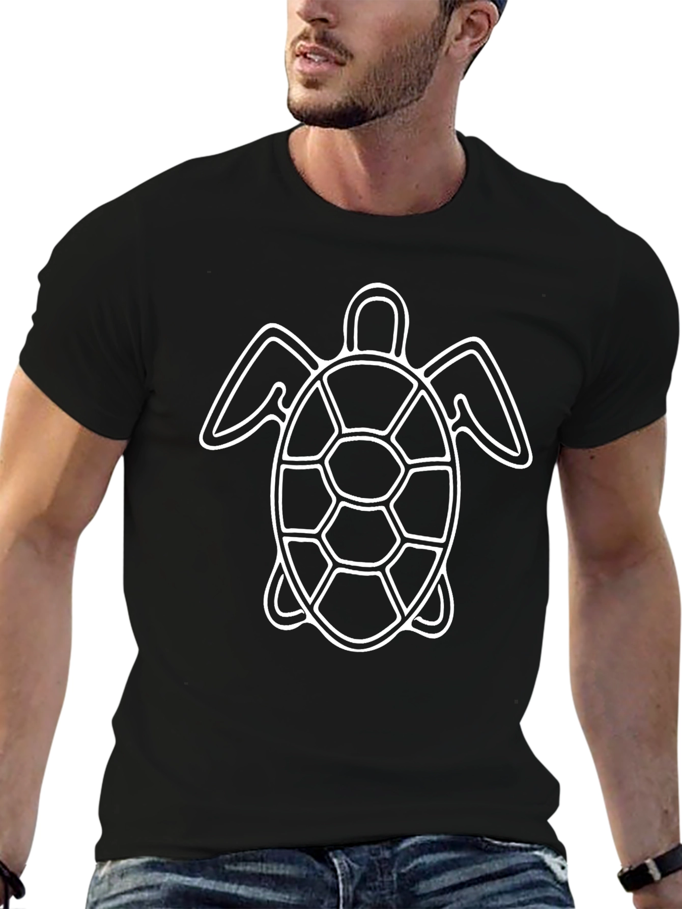 Turtle Outline Graphic Tee - Black