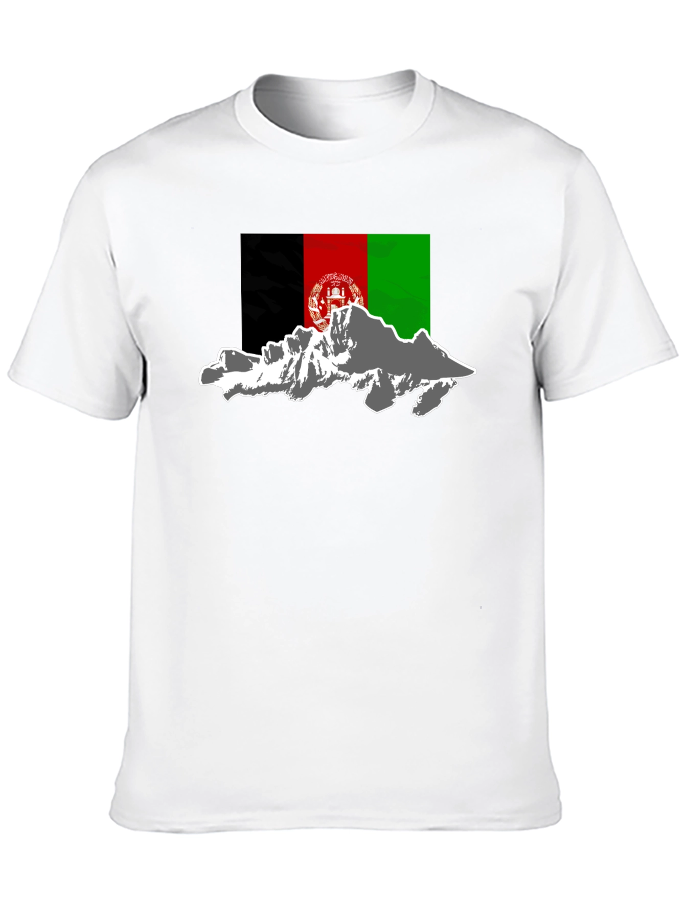Afghanistan Flag & Mountains Black T-Shirt