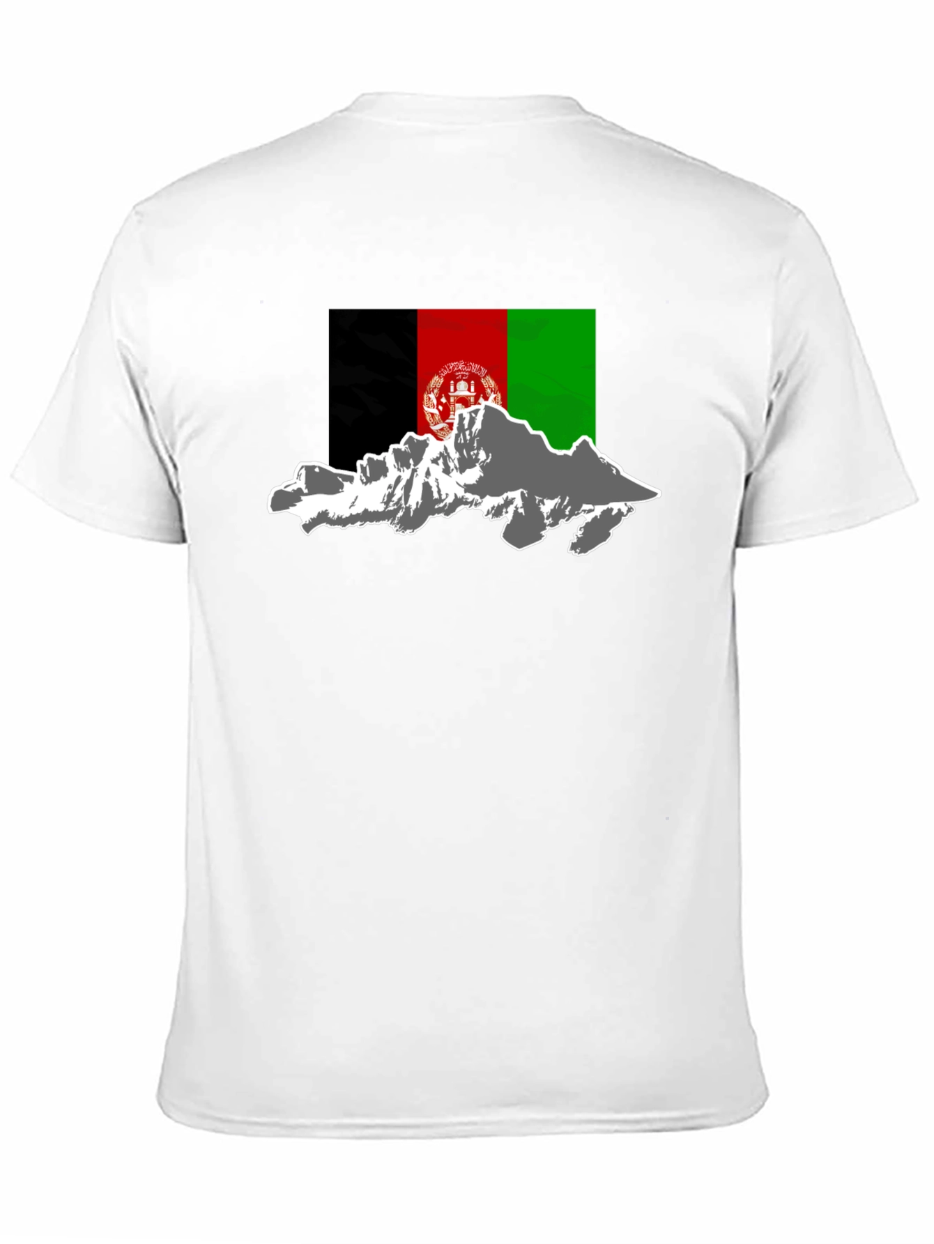 Afghanistan Flag & Mountains Black T-Shirt