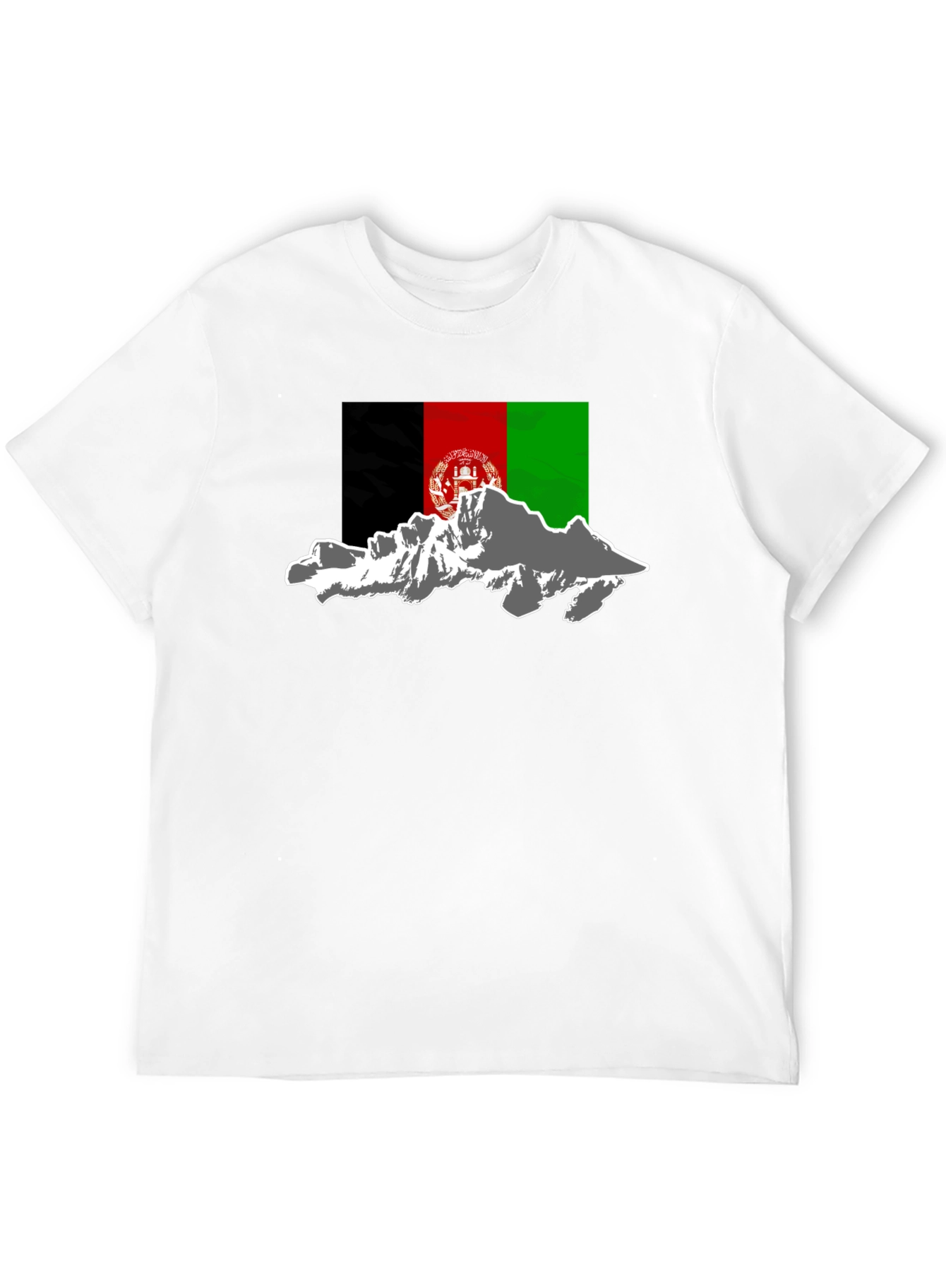Afghanistan Flag & Mountains Black T-Shirt