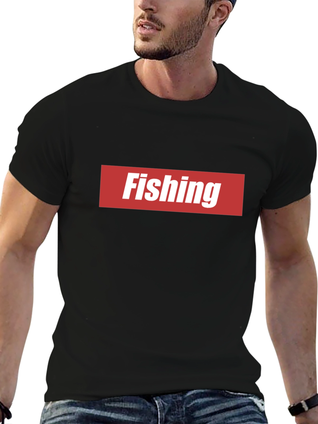 Fishing Graphic Tee - Red & White Logo