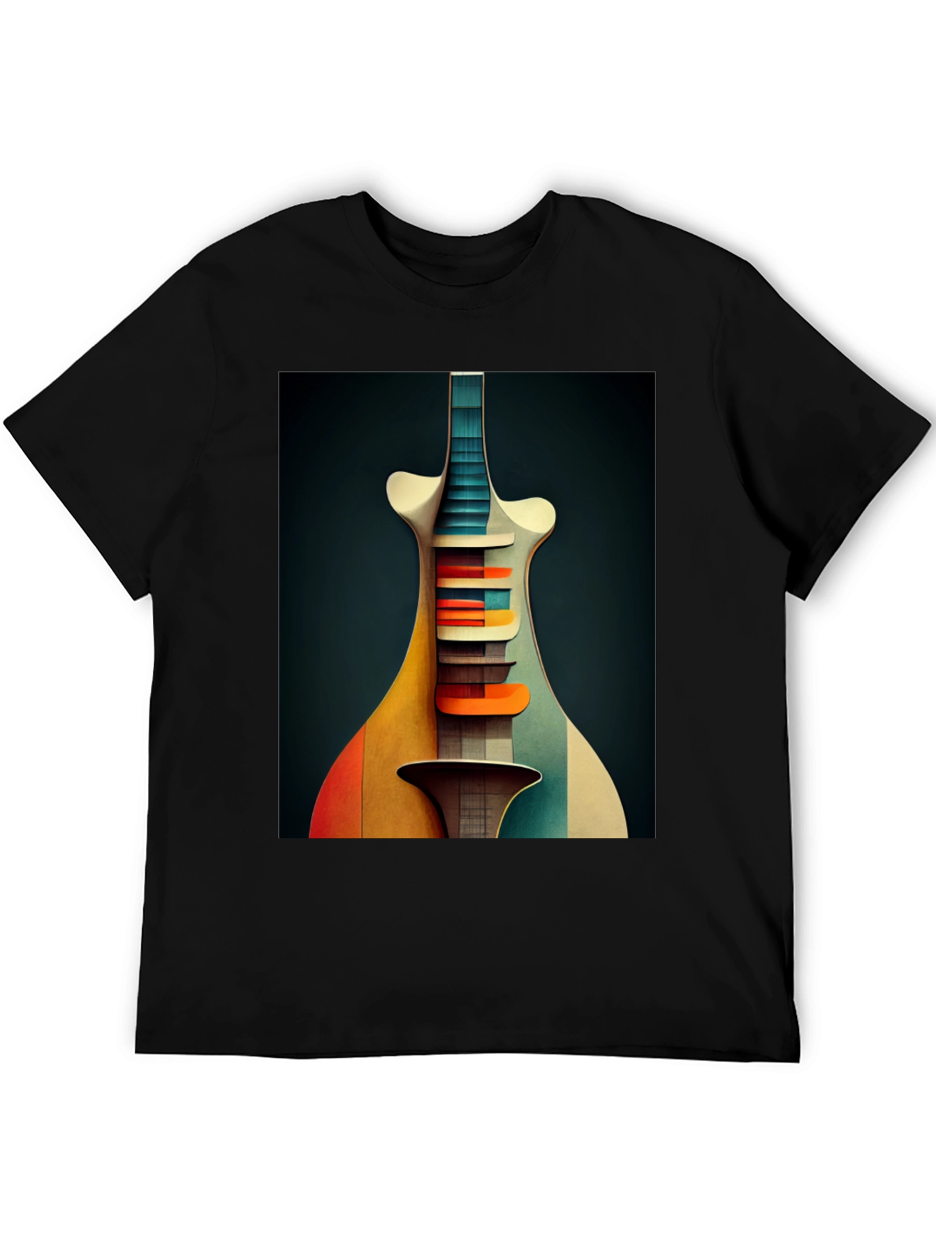Abstract Guitar Graphic Tee - Modern Art Shirt