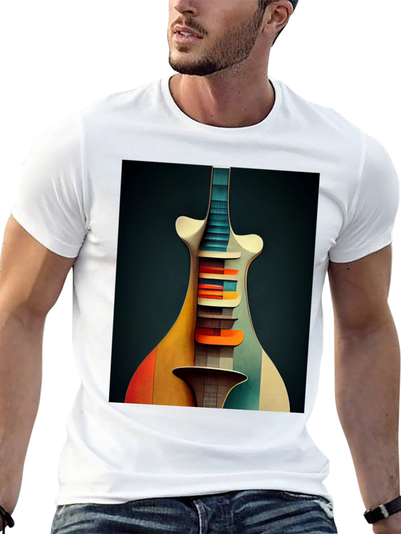 Abstract Guitar Graphic Tee - Modern Art Shirt