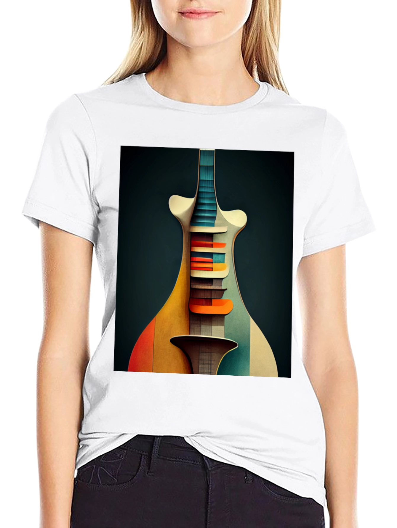 Abstract Guitar Graphic Tee - Modern Art Shirt